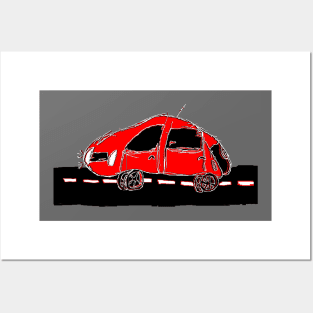 car childrens drawing pencil pixelart Posters and Art